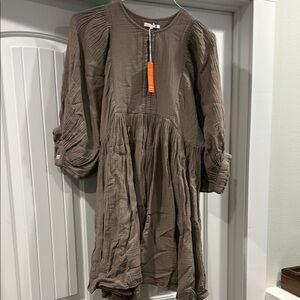 Sundry Long Sleeve Dress in Brown